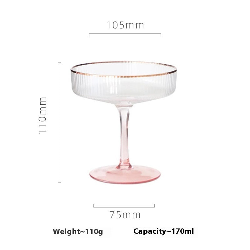 Vertical Golden Edge Cocktail Glass Household Crystal