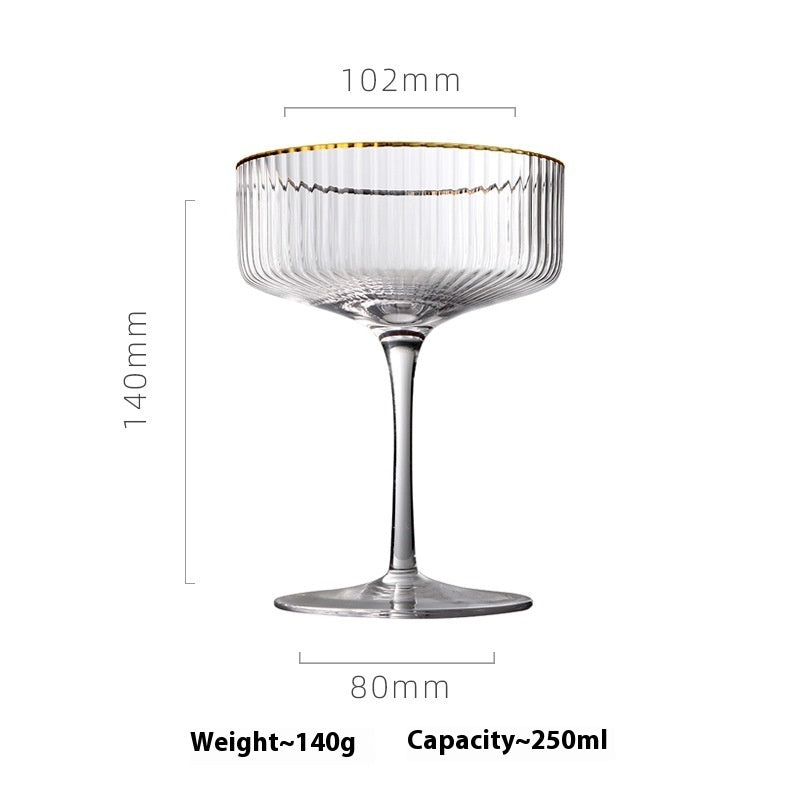 Vertical Golden Edge Cocktail Glass Household Crystal