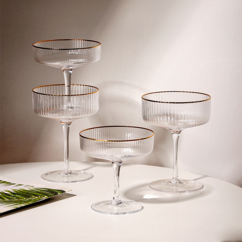 Vertical Golden Edge Cocktail Glass Household Crystal