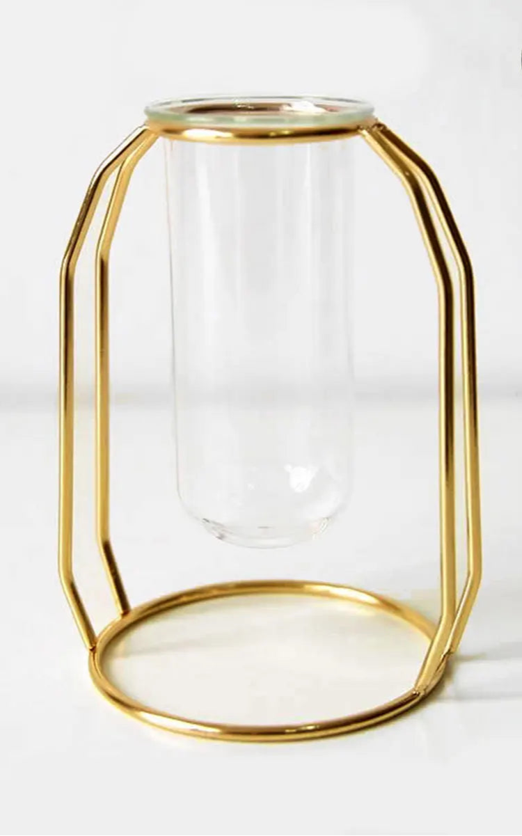 VAS - Vase en verre et métal doré