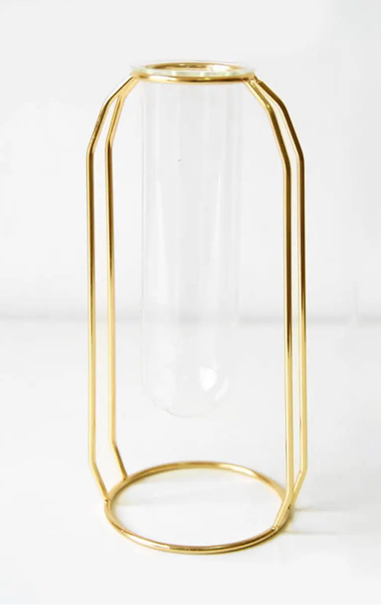 VAS - Vase en verre et métal doré