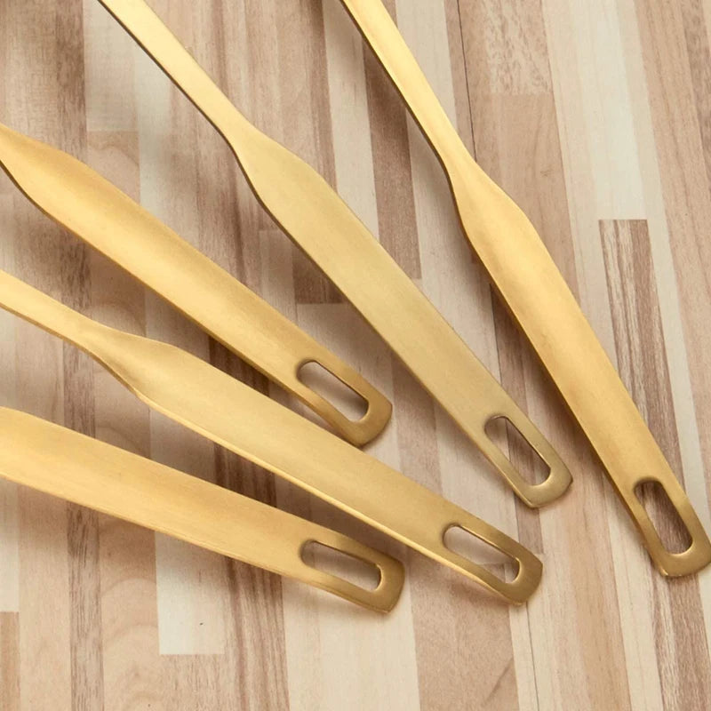 CYU - Set d’Ustensiles de Cuisine Dorés x5