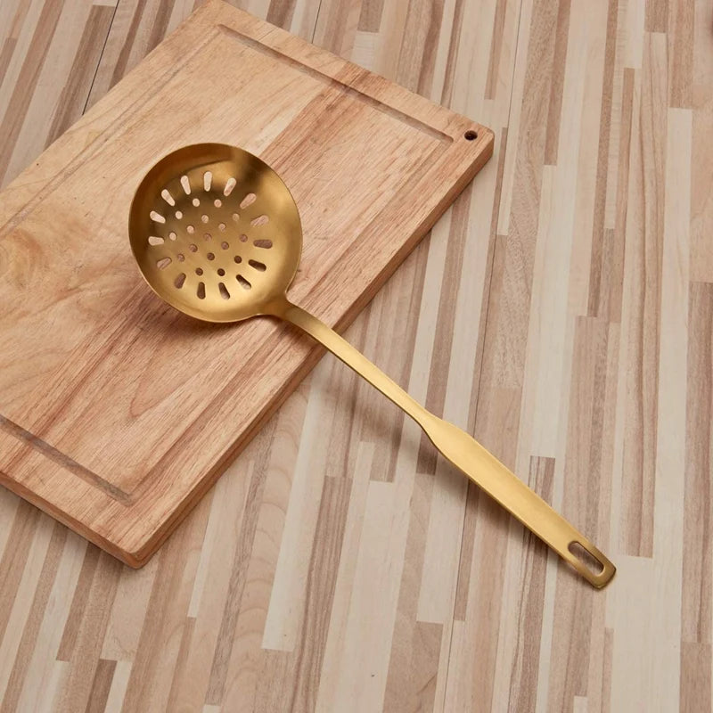 CYU - Set d’Ustensiles de Cuisine Dorés x5