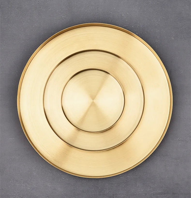 ASY - Plateau Rond Doré en Acier Inoxydable