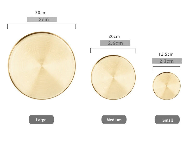 ASY - Plateau Rond Doré en Acier Inoxydable