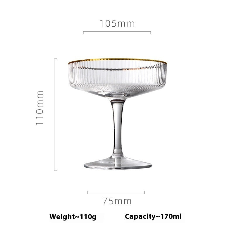 Vertical Golden Edge Cocktail Glass Household Crystal