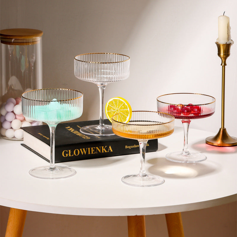 Vertical Golden Edge Cocktail Glass Household Crystal